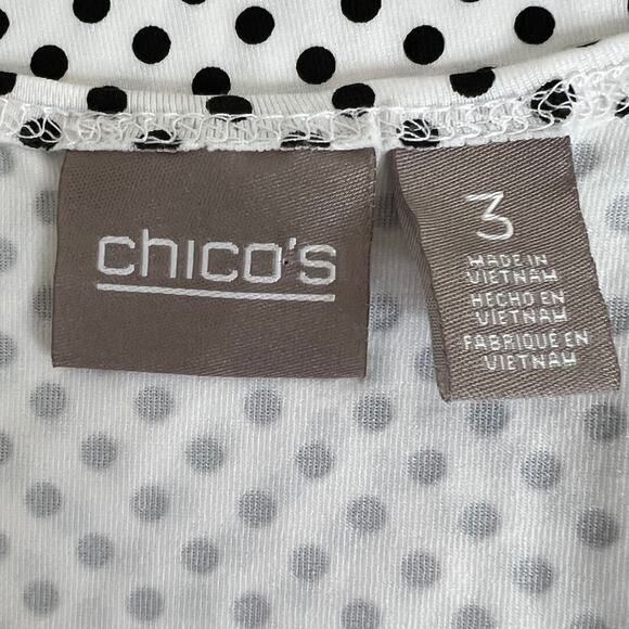 Chicos Womens Tank Top Shell XL White Black Polka Dot Pullover Nylon Spandex - Picture 5 of 7